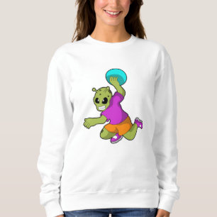 Alien beim Handballspieler mit Handball Sweatshirt