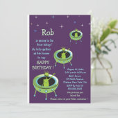 Alien Besucher - Einladung des Kindergeburtstags-3 (Stehend Vorderseite)