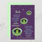 Alien Besucher - Einladung des Kindergeburtstags-3 (Vorne/Hinten)