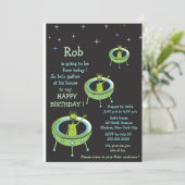 Alien-Besucher - Kindergeburtstageinladung Einladung (Stehend Vorderseite)