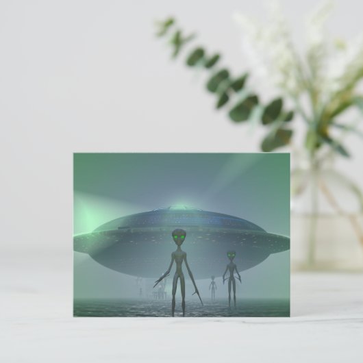 Alien Besucher Postkarte (Stehend Vorderseite)