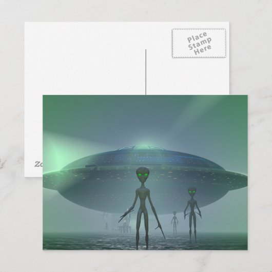Alien Besucher Postkarte (Vorne/Hinten)