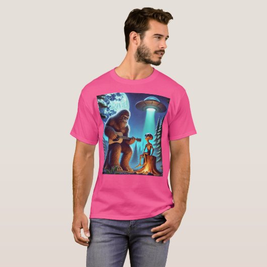Alien Bigfoot Guitar Sasquatch Ufo Geschenke für M T-Shirt (Vorne ganz)