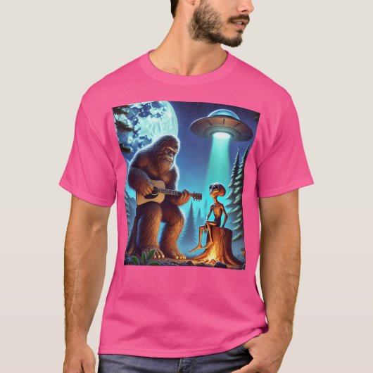 Alien Bigfoot Guitar Sasquatch Ufo Geschenke für M T-Shirt (Vorderseite)
