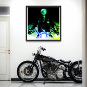 Alien Biker (Neon-Version) Poster