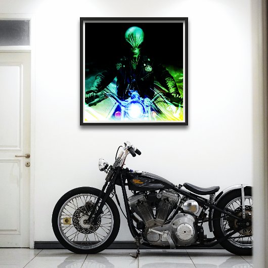 Alien Biker (Neon-Version) Poster