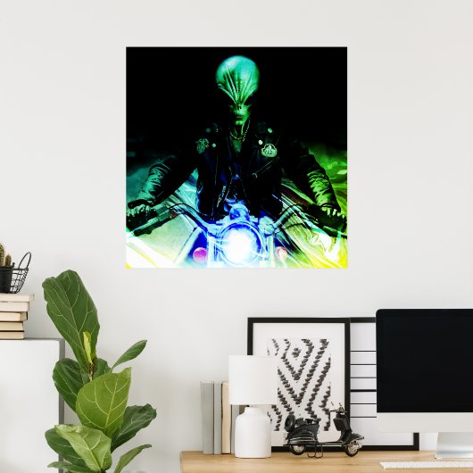 Alien Biker (Neon-Version) Poster (Heimbüro)