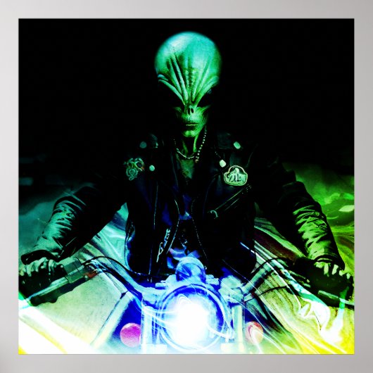 Alien Biker (Neon-Version) Poster (Vorne)