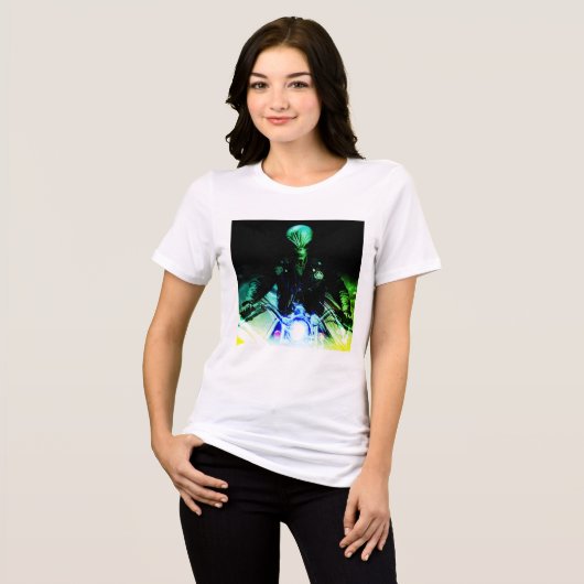 Alien Biker (Neon-Version) Tri-Blend Shirt (Vorderseite voll)