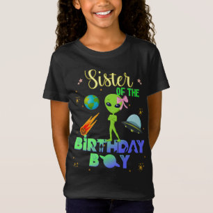 Alien Birthday Boy Party Theme Spaceship Schwester T-Shirt