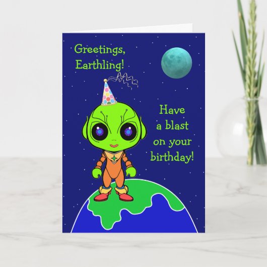 Alien Birthday faltete Kinderkarte von Jo Images Ankündigung (Vorderseite)