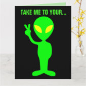 ALIEN BIRTHDAY FUNNY CAKE GREETING CARD KARTE (Gelbe Blume)