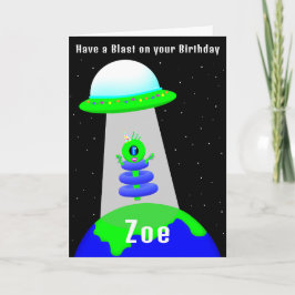 Alien Birthday Girl gefaltet Karte von Jo Images