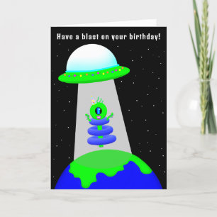 Alien Birthday Girl gefaltet Karte von Jo Images