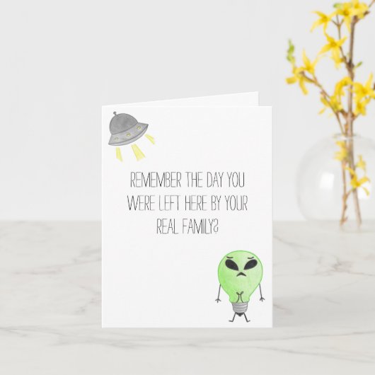 Alien Birthday Karte (Gelbe Blume)