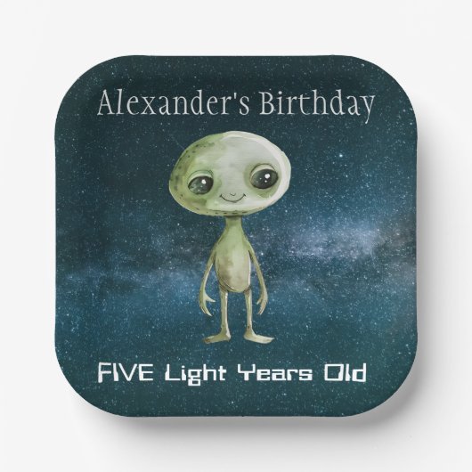 Alien Birthday Party Pappteller (Vorderseite)
