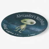 Alien Birthday Party Pappteller (Schrägansicht)