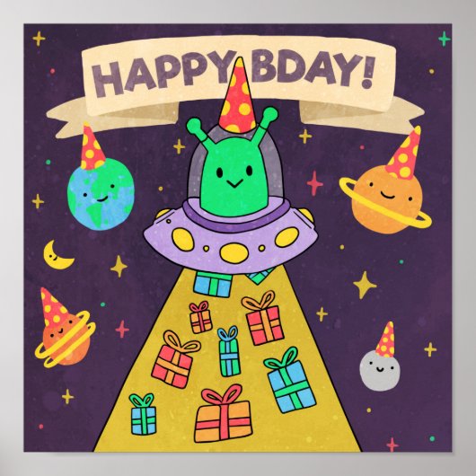 Alien Birthday Poster (Vorne)
