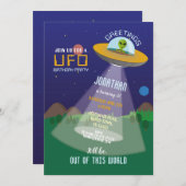 Alien Birthday Spaceship Außerirdischen Invasion S Einladung (Vorne/Hinten)