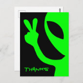 Alien Black and Green Peekaboo Danke Postkarte (Vorne/Hinten)