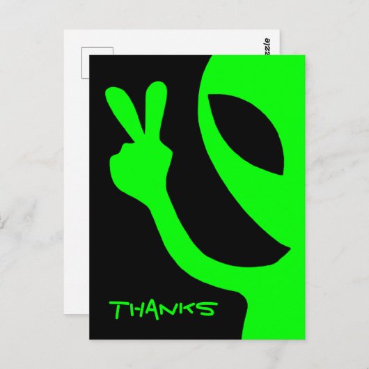 Alien Black and Green Peekaboo Danke Postkarte (Vorne/Hinten)