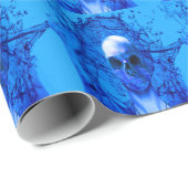 Alien blaues Schädelpapier Geschenkpapier (Rolleneckpunkt)