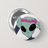 alien-Blumen-Kronenknopf Button (Vorne & Hinten)