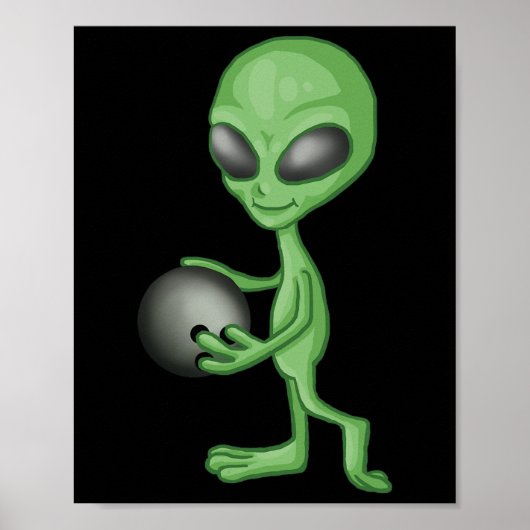 Alien Bowling Funny Bowler Poster (Vorne)