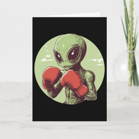 Alien Boxer bereit zum Kampf in Handschuhen Karte (Vorderseite)