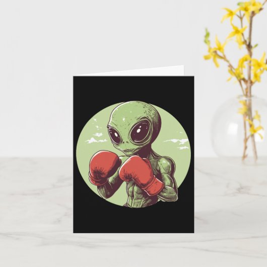 Alien Boxer ist bereit, in Handschuhen zu kämpfen Karte (Gelbe Blume)