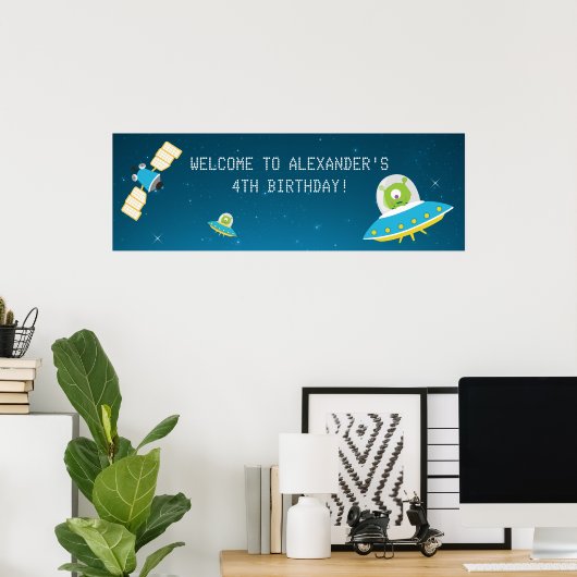 Alien Boy Birthday Party Banner Poster (Heimbüro)