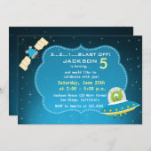 Alien Boy Birthday Party Einladung (Vorne/Hinten)