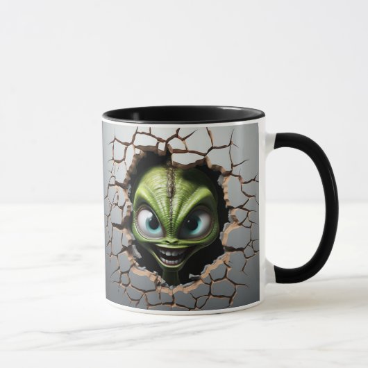 Alien bricht durch die Mauer Tasse (Rechts)