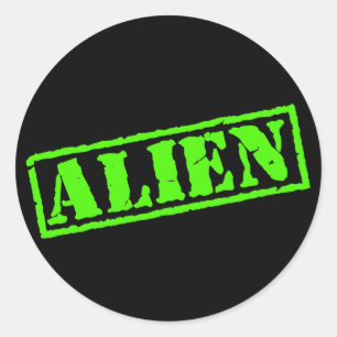 Alien Briefmarke Runder Aufkleber