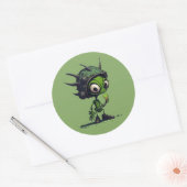 Alien Cartoon Design Eis Creme Cone Cool Runder Aufkleber (Umschlag)