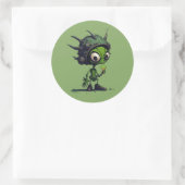 Alien Cartoon Design Eis Creme Cone Cool Runder Aufkleber (Tasche)