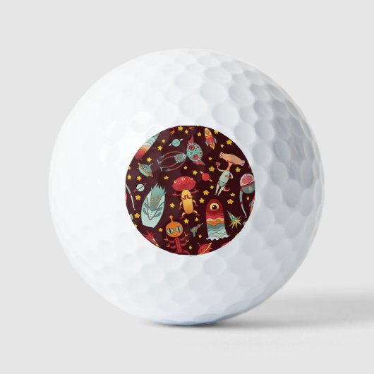 Alien Cartoon: Vintager Weltraumspass Golfball (Vorderseite)
