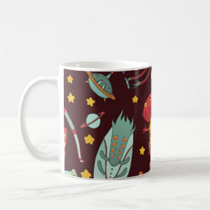 Alien Cartoon: Vintager Weltraumspass Kaffeetasse