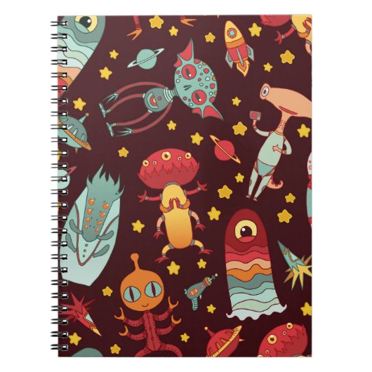 Alien Cartoon: Vintager Weltraumspass Notizblock (Vorderseite)