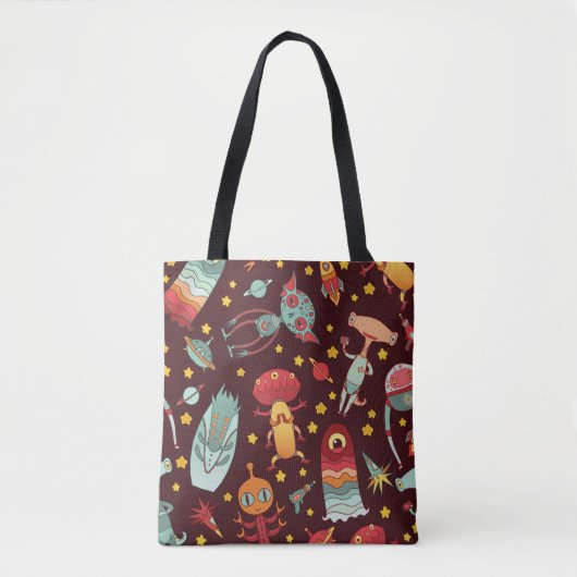 Alien Cartoon: Vintager Weltraumspass Tasche (Vorderseite)