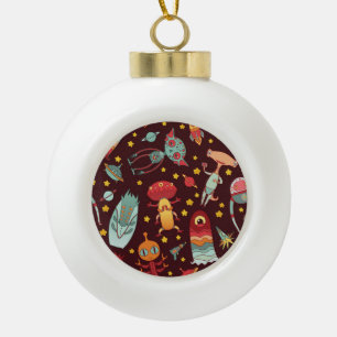 Alien-Cartoons: Vintage-Spaß im Weltraum Keramik Kugel-Ornament