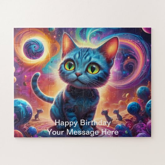 Alien Cat Adventure in Fantasy Space Forest Puzzle (Horizontal)