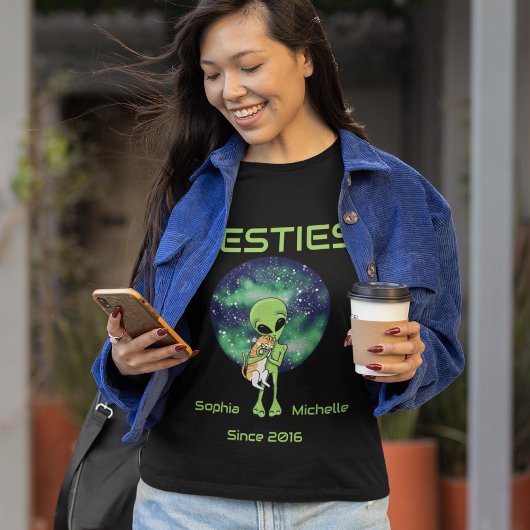 Alien & Cat Besties Matching Tee Customizable