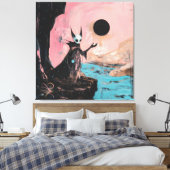 Alien Cat Black Moon Occult Dark Witchy AI Art Leinwanddruck (Insitu (Schlafzimmer))