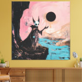 Alien Cat Black Moon Occult Dark Witchy AI Art Leinwanddruck (Insitu (Wohnzimmer))