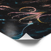 Alien Cat Black Moon Witchy AI Art Semi Gloss Poster (Ecke)