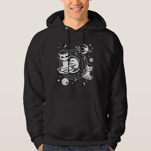 Alien Cat Cats Ufo Space Kitten Pets Funny Gift Hoodie (Vorderseite)