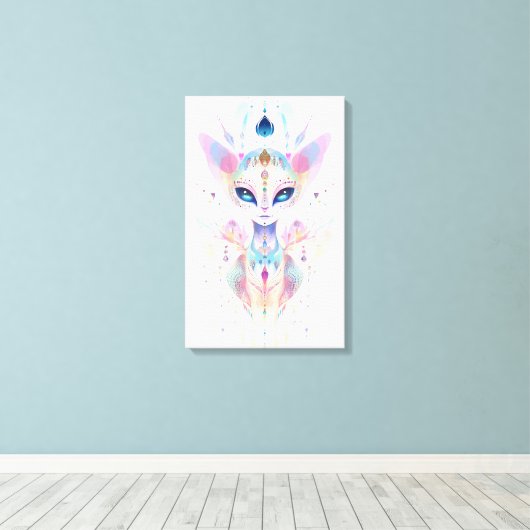 Alien Cat Gesichtsausdruck Leinwanddruck (Insitu (Holzboden))