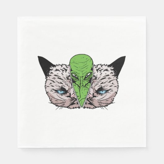 Alien Cat Kitten Extraterrestriale Verschwörung Serviette (Vorderseite)