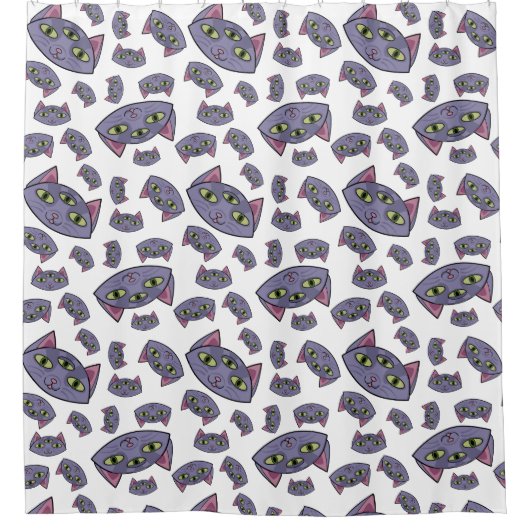 Alien Cat Pattern Duschvorhang (Vorderseite)